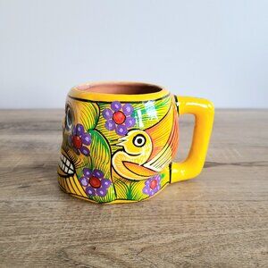 Calaca Mexico Skull handmade hand painted mug.